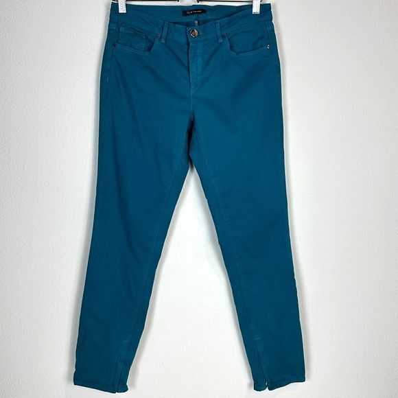 Elie Tahari Zipper Ankle Teal Skinny Jeans 8 - Picture 1 of 8